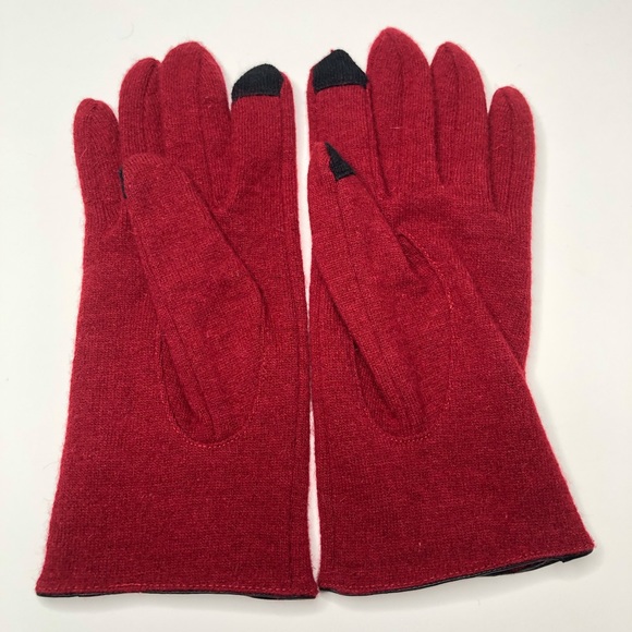Talbots Red Bow Rabbit Wool Tech Touch Fall Gloves - Picture 10 of 14